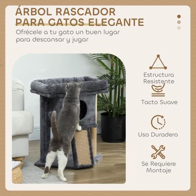 PawHut Árbol para Gato 40x40x57 cm Gris Oscuro