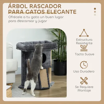 PawHut Árbol para Gato 40x40x57 cm Gris Oscuro