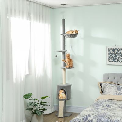 PawHut rascador 30x25x240 cm Gris Claro