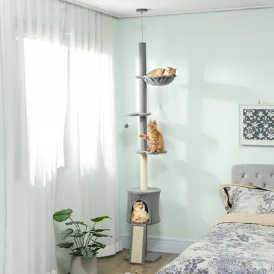 PawHut rascador 30x25x240 cm Gris Claro