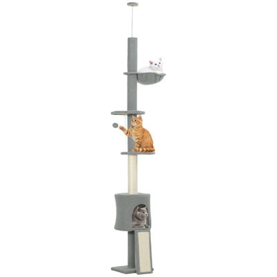 PawHut rascador 30x25x240 cm Gris Claro