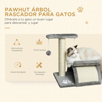 PawHut Árbol para Gato 40x30x43 cm Gris