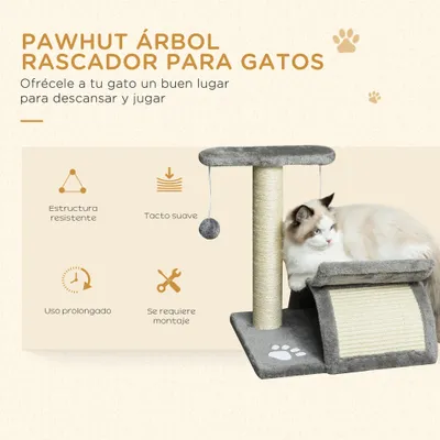 PawHut Árbol para Gato 40x30x43 cm Gris