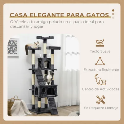 PawHut Árbol para Gato 49x49x173 cm Gris Oscuro