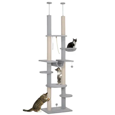 PawHut Árbol para Gato 60x44x255 cm Gris Claro