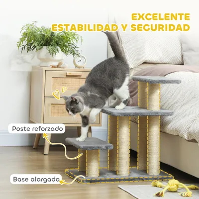 PawHut Escalera para Gato 52x34.5x54 cm Gris PawHut Escalera para Gato 52x34.5x54 cm Gris