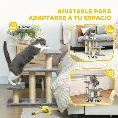 PawHut Escalera para Gato 52x34.5x54 cm Gris PawHut Escalera para Gato 52x34.5x54 cm Gris