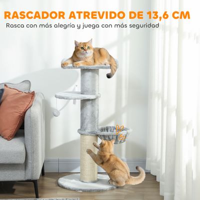 PawHut Árbol para Gato 48x48x103.5 cm Gris Claro