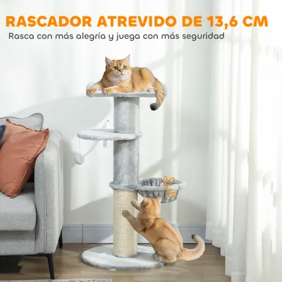PawHut Árbol para Gato 48x48x103.5 cm Gris Claro