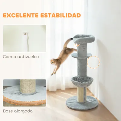 PawHut Árbol para Gato 48x48x103.5 cm Gris Claro PawHut Árbol para Gato 48x48x103.5 cm Gris Claro