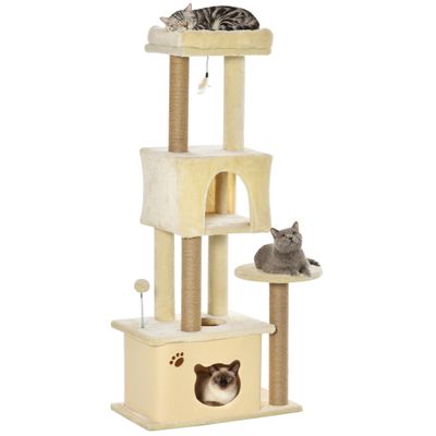 PawHut Árbol para Gato 60x34x136 cm Beige