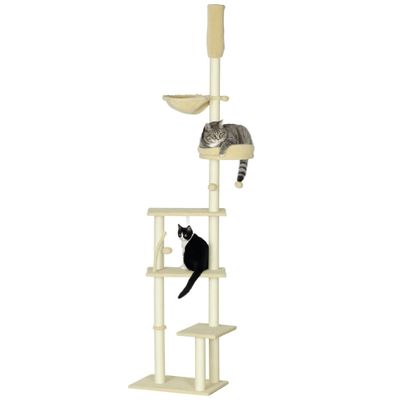 PawHut Árbol para Gato 54x34x250 cm Beige