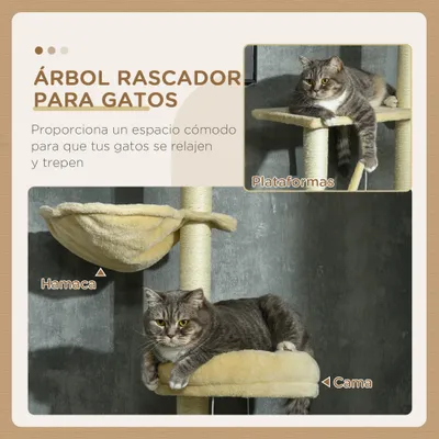 PawHut Árbol para Gato 54x34x250 cm Beige