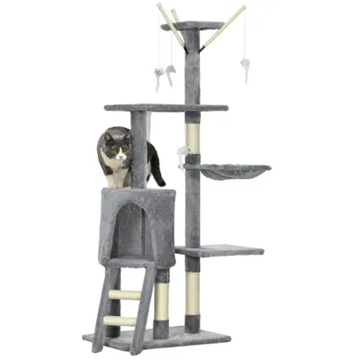 PawHut Árbol para Gato 50x35x134.2cm Gris
