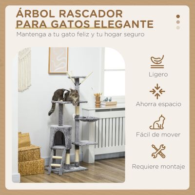 PawHut Árbol para Gato 50x35x134.2cm Gris