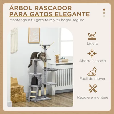 PawHut Árbol para Gato 50x35x134.2cm Gris