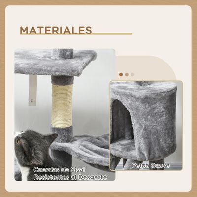 PawHut Árbol para Gato 50x35x134.2cm Gris