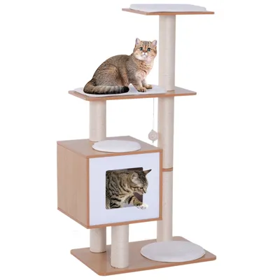 PawHut Árbol para Gato 71.5x49.5x120 cm Madera Natural