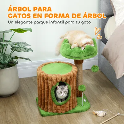PawHut Árbol para Gato 40x30x53 cm Marrón y Verde