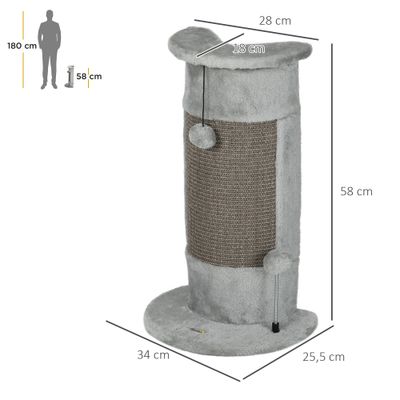 PawHut Rascador para Gato 34x25.5x58 cm Gris