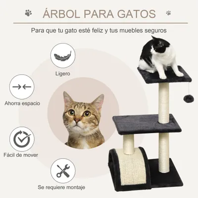 PawHut Rascador para Gato 40x35x72 cm Gris Carbón