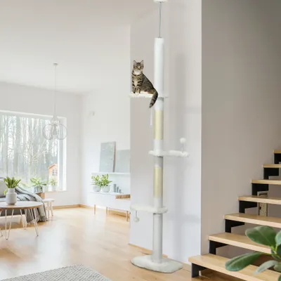 PawHut Árbol para Gato 48x32x255 cm Blanco