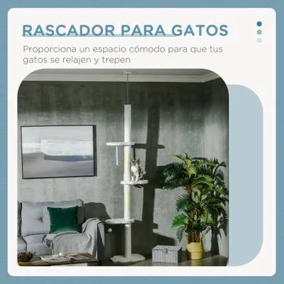 PawHut Árbol para Gato 48x32x255 cm Blanco