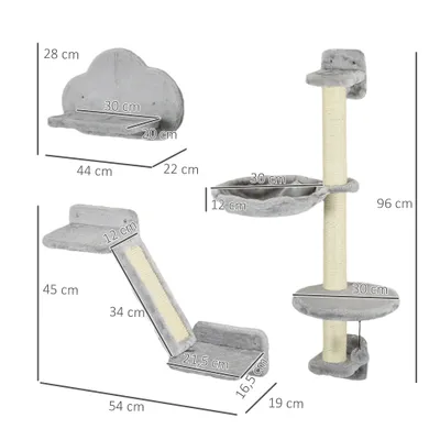 PawHut Estantes para Gato 30x30x96 cm Gris
