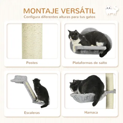 PawHut Estantes para Gato 30x30x96 cm Gris
