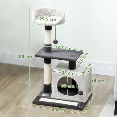PawHut Árbol para Gato 48x40x85 cm Gris Claro y Negro