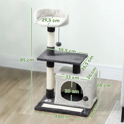 PawHut Árbol para Gato 48x40x85 cm Gris Claro y Negro PawHut Árbol para Gato 48x40x85 cm Gris Claro y Negro