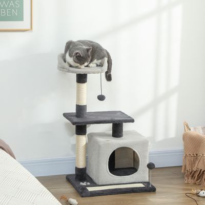 PawHut Árbol para Gato 48x40x85 cm Gris Claro y Negro
