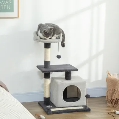 PawHut Árbol para Gato 48x40x85 cm Gris Claro y Negro