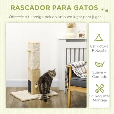 PawHut Rascador para Gato 59.5x39x79 cm Beige