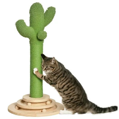 PawHut Poste Rascador para Gato 32x32x60 cm Verde