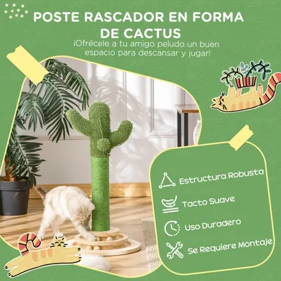PawHut Poste Rascador para Gato 32x32x60 cm Verde PawHut Poste Rascador para Gato 32x32x60 cm Verde