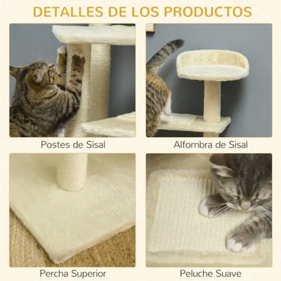 PawHut Árbol para Gato 50x50x100cm Beige PawHut Árbol para Gato 50x50x100cm Beige