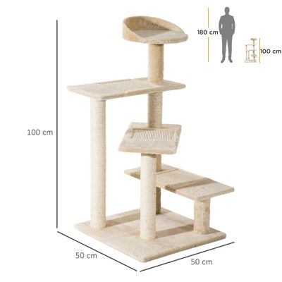 PawHut Árbol para Gato 50x50x100cm Beige