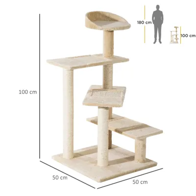PawHut Árbol para Gato 50x50x100cm Beige PawHut Árbol para Gato 50x50x100cm Beige