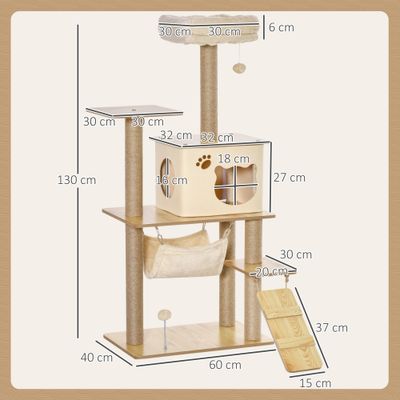 PawHut Árbol para Gato 60x40x130 cm Beige