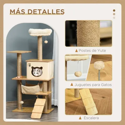 PawHut Árbol para Gato 60x40x130 cm Beige PawHut Árbol para Gato 60x40x130 cm Beige