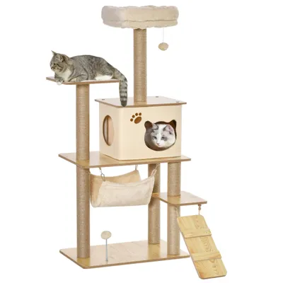 PawHut Árbol para Gato 60x40x130 cm Beige