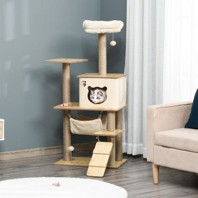 PawHut Árbol para Gato 60x40x130 cm Beige