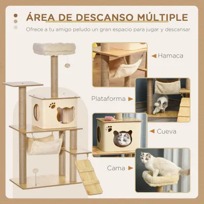 PawHut Árbol para Gato 60x40x130 cm Beige