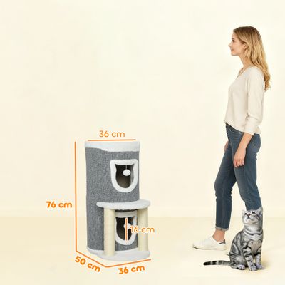 PawHut Árbol para Gato 50x36x76 cm Gris