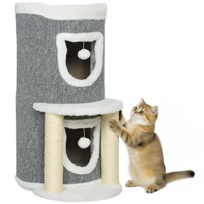 PawHut Árbol para Gato 50x36x76 cm Gris