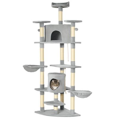 PawHut Árbol Rascador para Gato 60x60x200 cm Gris