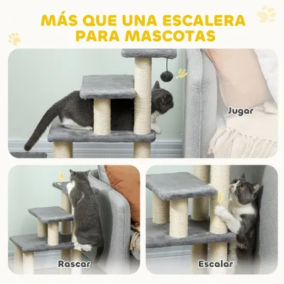 PawHut Escalera para Mascota 70x32x68 cm Gris