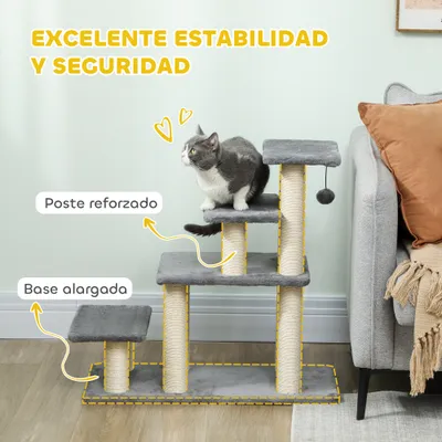 PawHut Escalera para Mascota 70x32x68 cm Gris