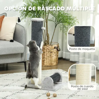 PawHut Rascador para Gato 40x48x85 cm Gris Claro